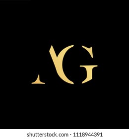 Initial Gold Letter AG GA Logo Design With Black Background Vector Illustration Template
