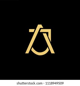 Initial Gold letter AJ JA Logo Design with black Background Vector Illustration Template