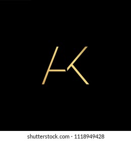 Initial Gold letter AK KA Logo Design with black Background Vector Illustration Template