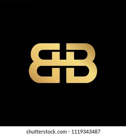 Initial Gold letter BB Logo Design with black Background Vector Illustration Template