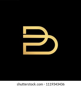 Initial Gold letter BD DB Logo Design with black Background Vector Illustration Template