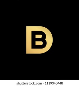 Initial Gold letter BD DB Logo Design with black Background Vector Illustration Template