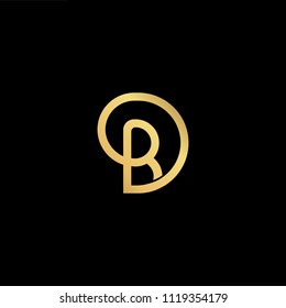 Initial Gold letter BD DB Logo Design with black Background Vector Illustration Template