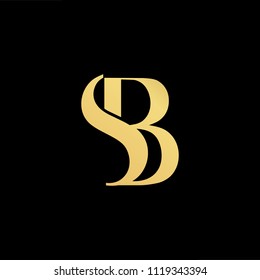 Letra Gold inicial Diseño de logotipo BS SB con plantilla de iluminación de vectores de fondo negro