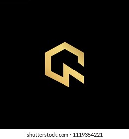 Initial Gold letter CQ QC Logo Design with black Background Vector Illustration Template