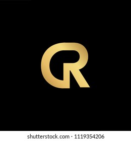 Initial Gold letter CR RC Logo Design with black Background Vector Illustration Template
