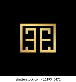 Initial Gold letter EE TE ET  Logo Design with black Background Vector Illustration Template