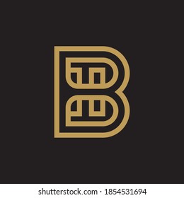Initial Gold letter HB BH Logo Design with Black Background Vector Illustration Template	