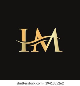 Initial Gold letter IM logo design. IM logo design with modern trendy