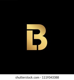 Initial Gold letter LB BL Logo Design with black Background Vector Illustration Template