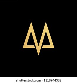 Initial Gold letter MV VM Logo Design with black Background Vector Illustration Template