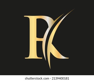 Initial Gold letter R logo design. Modern R logo design with luxury concept