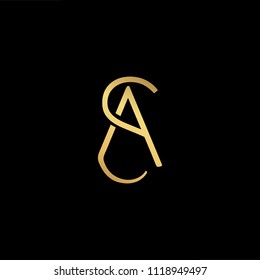 Initial Gold letter AS SA Logo Design with black Background Vector Illustration Template