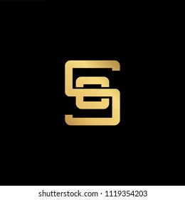 Initial Gold letter SC CS Logo Design with black Background Vector Illustration Template