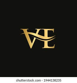 Initial Gold letter VE logo design. VE logo design with modern trendy