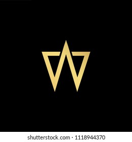Initial Gold letter WA AW Logo Design with black Background Vector Illustration Template
