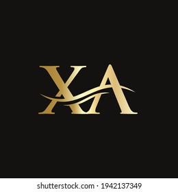 Initial Gold letter XA logo design. XA logo design with modern trendy