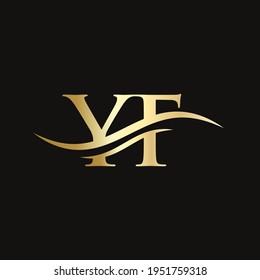 Diseño del logotipo YF de la carta Gold inicial. Diseño de logotipo de YF con moderno diseño