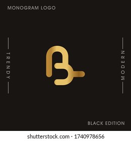 Initial Gold letters AY linked monogram logo vector. Business logo monogram two overlap letters inside circle isolated on black background.