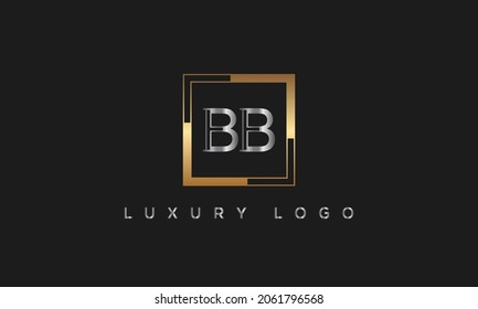 Initial Gold letters bb linked monogram logo vector. Business logo monogram with two overlap letters inside circle isolated on black background.