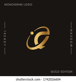 Letras Gold iniciales CI enlazadas con el vector del logotipo del monograma. Monograma del logotipo de negocios dos letras superpuestas dentro del círculo aislado en el fondo negro.