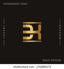 Initial Gold letters EK linked monogram logo vector. Business logo monogram two overlap letters inside circle isolated on black background.