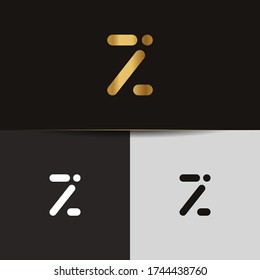 Letras Gold iniciales IZ enlazadas con el vector del logotipo del monograma. Monograma del logotipo de negocios dos letras superpuestas dentro del círculo aislado en el fondo negro.