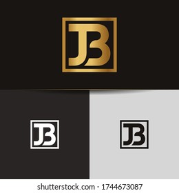 Initial Gold letters JB linked monogram logo vector. Business logo monogram two overlap letters inside circle isolated on black background.