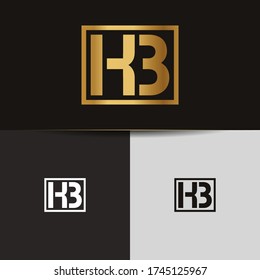 Initial Gold letters KB linked monogram logo vector. Business logo monogram two overlap letters inside circle isolated on black background.