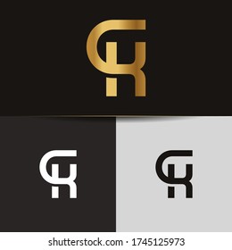 Initial Gold letters KC linked monogram logo vector. Business logo monogram two overlap letters inside circle isolated on black background.
