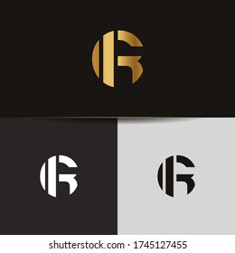 Letras doradas iniciales KG enlazadas con el logotipo vectorial. Monograma del logotipo de negocios dos letras superpuestas dentro del círculo aislado en el fondo negro.