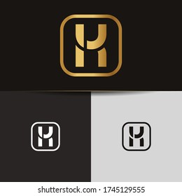 Initial Gold letters KU linked monogram logo vector. Business logo monogram two overlap letters inside circle isolated on black background.