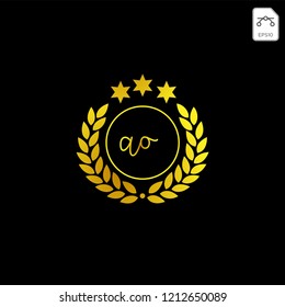 initial Gold Royal or anniversary logo template, vector illustration