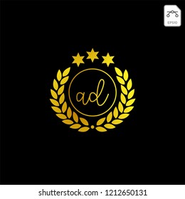 initial Gold Royal or anniversary logo template, vector illustration
