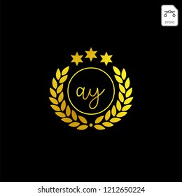 initial Gold Royal or anniversary logo template, vector illustration