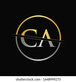 Initial Gold and Silver Color CA Letter Logo Typography Vector Template. Creative Abstract Letter CA Logo Design
