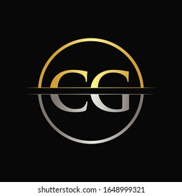 Initial Gold and Silver Color CG Letter Logo Typography Vector Template. Creative Abstract Letter CG Logo Design