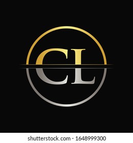 Plantilla de vectores de tipografía con logotipo Gold y Silver Color CL. Diseño de logotipo LC de carta resumida creativa