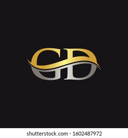 Initial Gold And Silver letter GD Logo Design with black Background. GD Logo Design