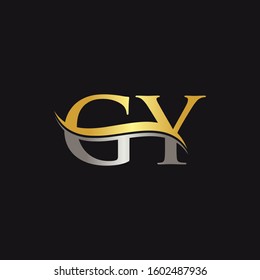 Initial Gold And Silver letter GY Logo Design with black Background. GY Logo Design