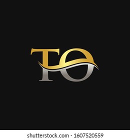 Initial Gold And Silver letter TO Logo Design with black Background. TO Logo Design
