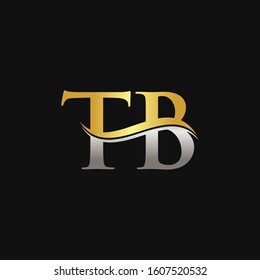 Initial Gold And Silver letter TB Logo Design with black Background. TB Logo Design