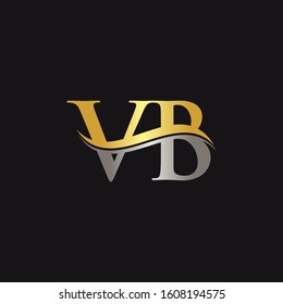 Initial Gold and Silver VB Letter Linked Logo with Black Background. Creative Letter VB Logo Design . VB Logo Design.
