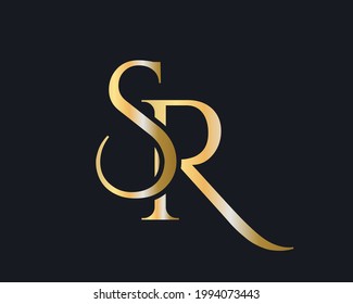 Initial Gold SR Buchstaben Logo Design. RS Logo Design mit kreativem und luxuriösem Konzept. SR-Logo-Design