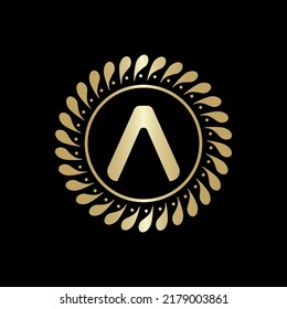  Inicial Un vector de diseño de la hoja de oro y el logotipo de círculo. Belleza dorada Un logotipo y un símbolo comercial y un diseño de alfabetos vectores