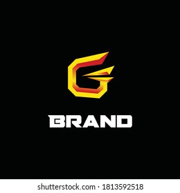 Initial golden letter G with strong shape for sports brand logo template