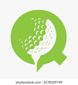 Initial Golf Ball On Letter Q Logo Design Vector Template. Golf Logo Sign