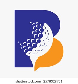 Initial Golf Ball On Letter B Logo Design Vector Template. Golf Logo Sign