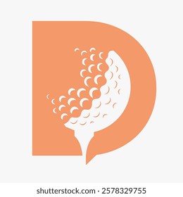 Initial Golf Ball On Letter D Logo Design Vector Template. Golf Logo Sign