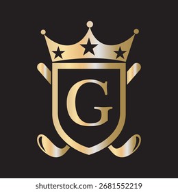 Logotipo inicial del golf combinado con la letra G Plantilla del Vector